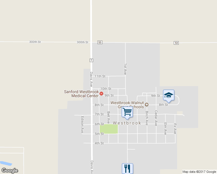 map of restaurants, bars, coffee shops, grocery stores, and more near 1012 Bell Avenue in Westbrook