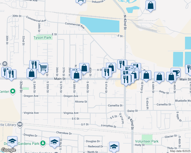 map of restaurants, bars, coffee shops, grocery stores, and more near 4034 Main Street in Springfield