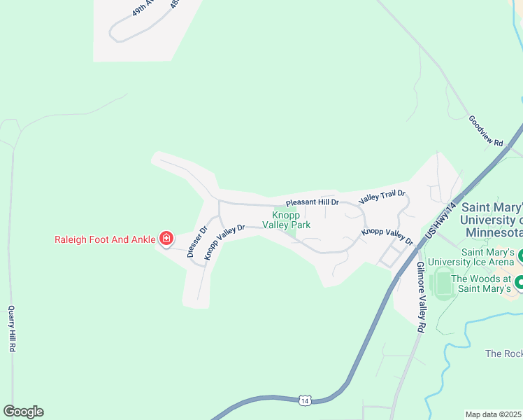 map of restaurants, bars, coffee shops, grocery stores, and more near 323 Pleasant Hill Drive in Winona