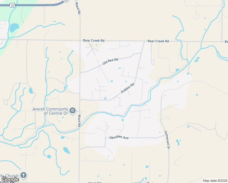 map of restaurants, bars, coffee shops, grocery stores, and more near 61849 Dobbin Road in Bend