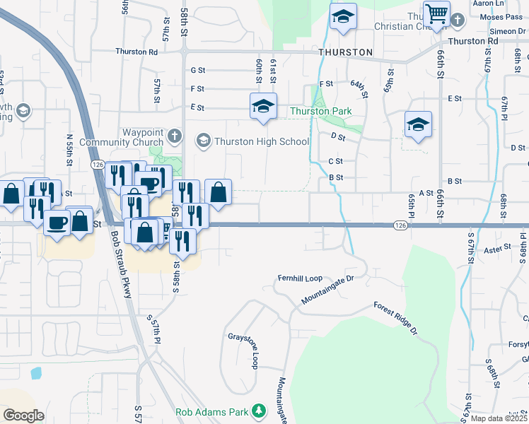 map of restaurants, bars, coffee shops, grocery stores, and more near 116 60th Place in Springfield