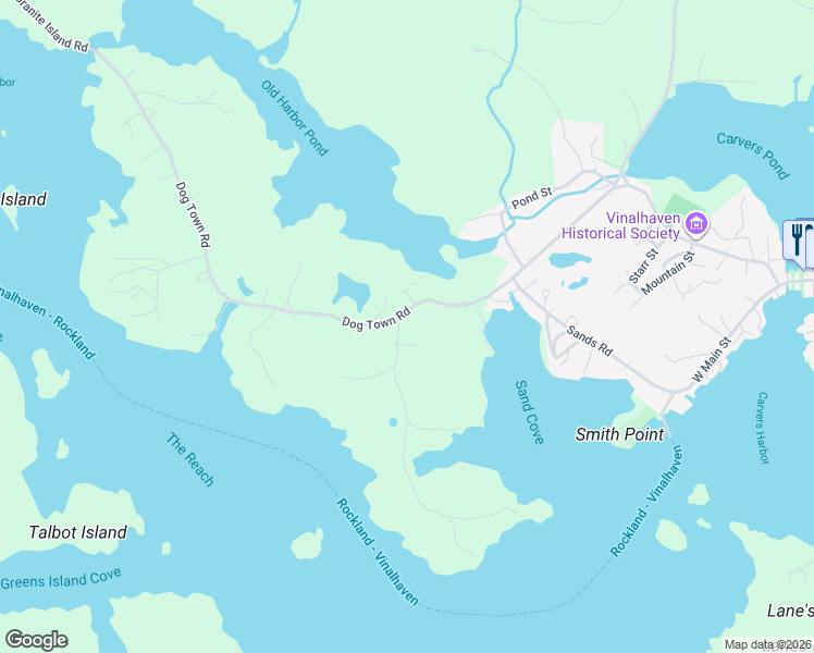 map of restaurants, bars, coffee shops, grocery stores, and more near 4 Nortons Point Road in Vinalhaven