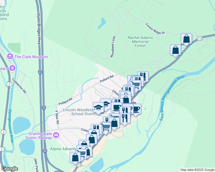 map of restaurants, bars, coffee shops, grocery stores, and more near 41 Church Street in Lincoln