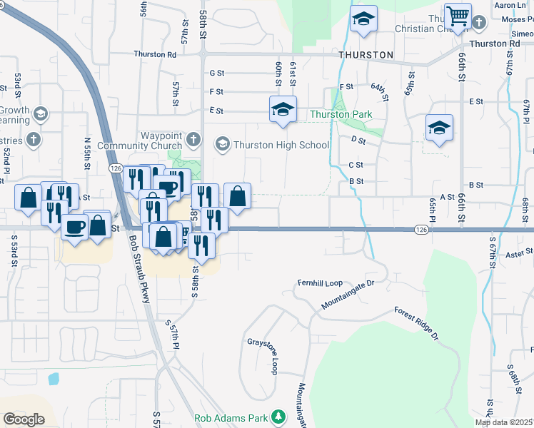 map of restaurants, bars, coffee shops, grocery stores, and more near 116 60th Place in Springfield