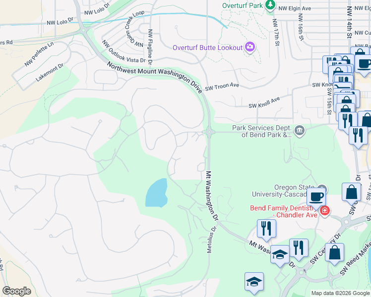 map of restaurants, bars, coffee shops, grocery stores, and more near 61875 Broken Top Drive in Bend