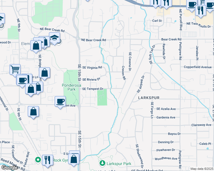 map of restaurants, bars, coffee shops, grocery stores, and more near 700 Southeast Tempest Drive in Bend