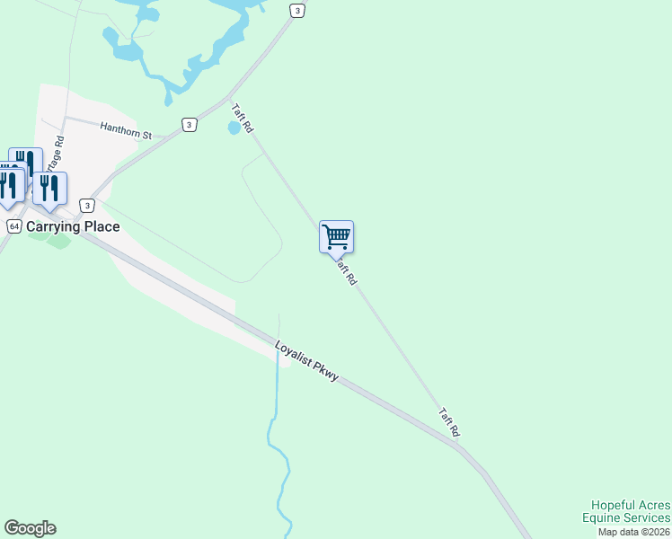 map of restaurants, bars, coffee shops, grocery stores, and more near 167 Taft Road in Carrying Place