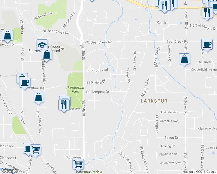 map of restaurants, bars, coffee shops, grocery stores, and more near 700 Southeast Tempest Drive in Bend