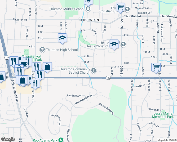 map of restaurants, bars, coffee shops, grocery stores, and more near 6330 Main Street in Springfield