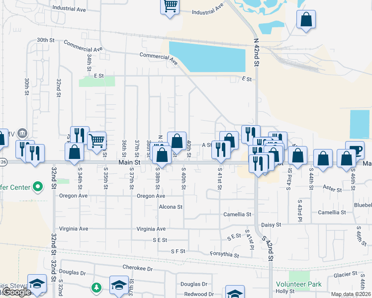 map of restaurants, bars, coffee shops, grocery stores, and more near 39 North 39th Street in Springfield