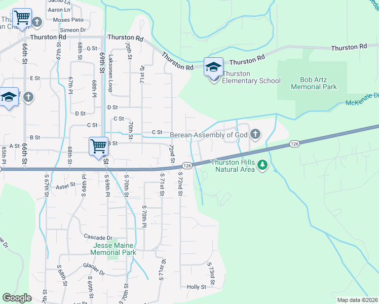 map of restaurants, bars, coffee shops, grocery stores, and more near 7270 A Street in Springfield