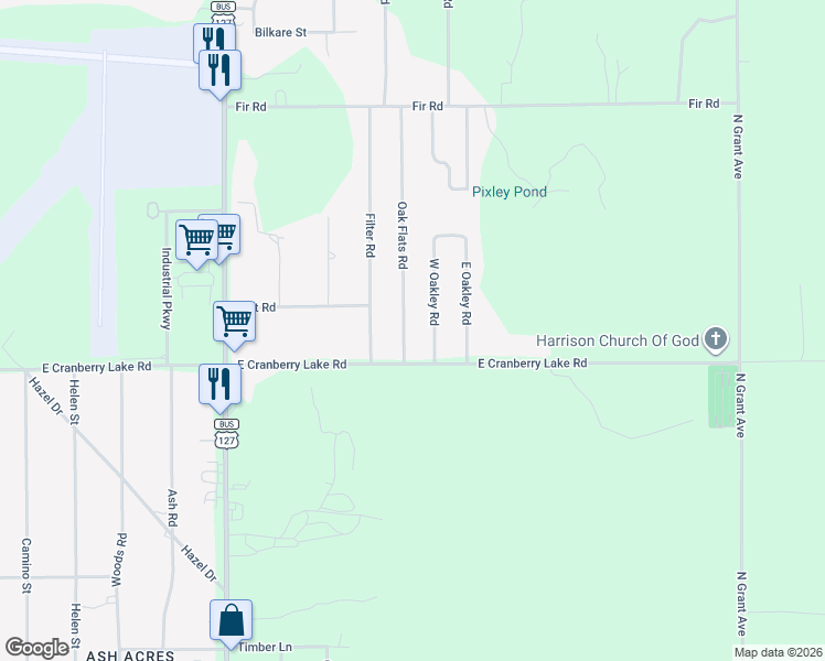 map of restaurants, bars, coffee shops, grocery stores, and more near 4108 Oak Flats Road in Harrison