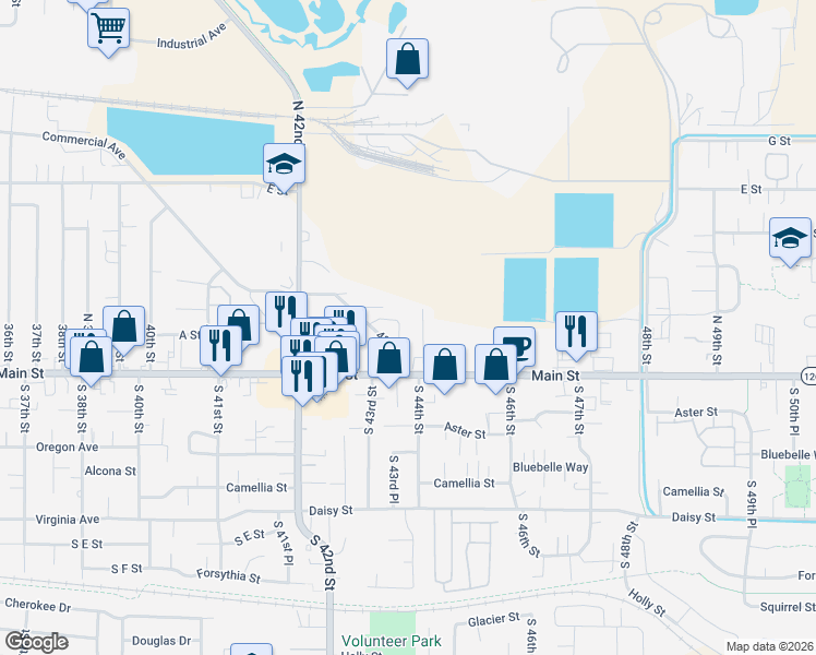 map of restaurants, bars, coffee shops, grocery stores, and more near 261 Smith Loop in Springfield