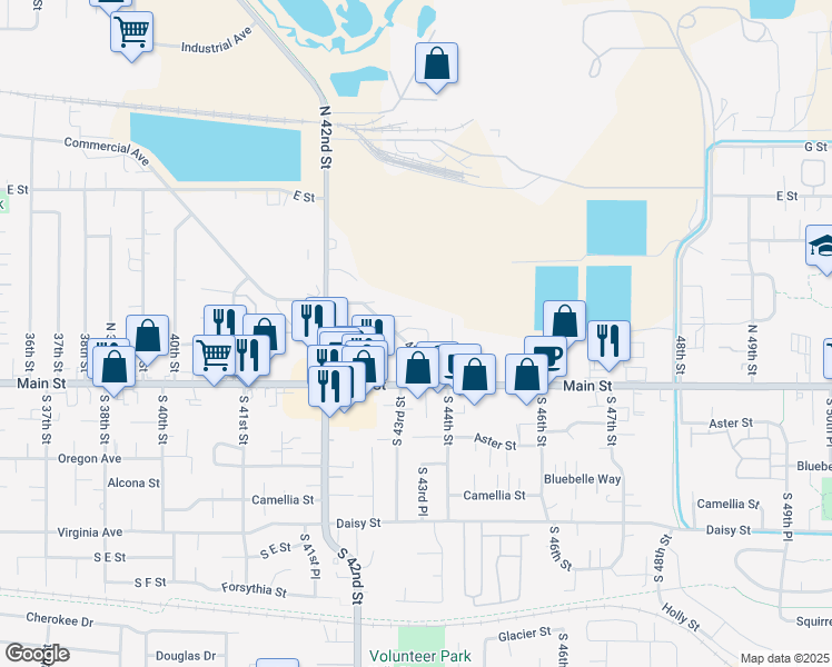 map of restaurants, bars, coffee shops, grocery stores, and more near 261 Smith Loop in Springfield