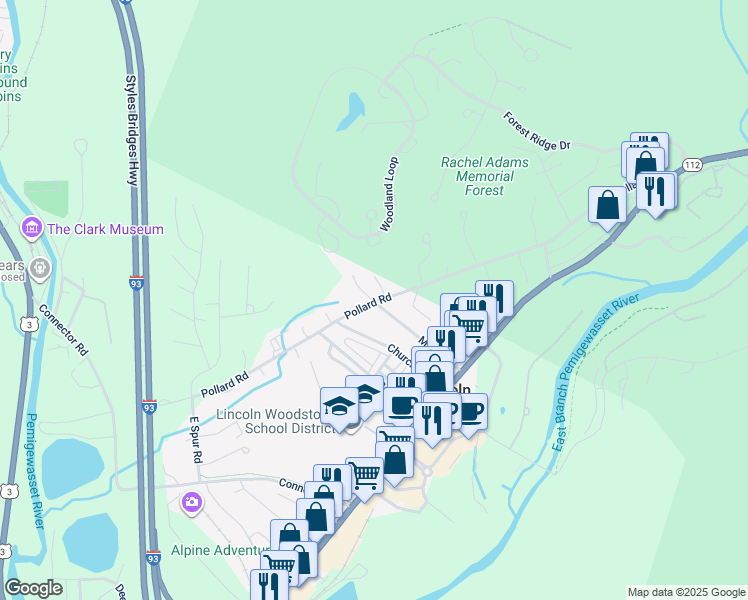 map of restaurants, bars, coffee shops, grocery stores, and more near 146 Pollard Road in Lincoln