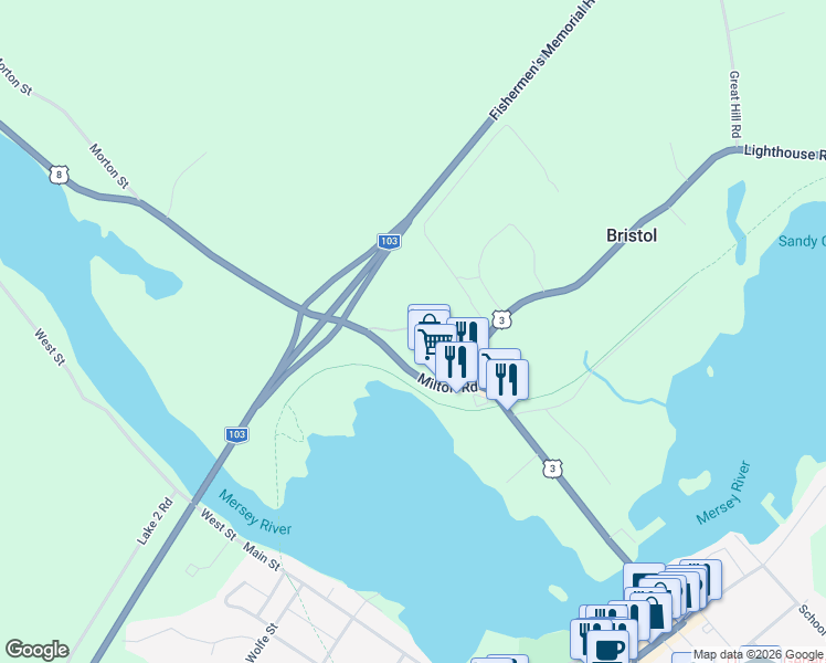 map of restaurants, bars, coffee shops, grocery stores, and more near 62 Old Falls Road in Liverpool