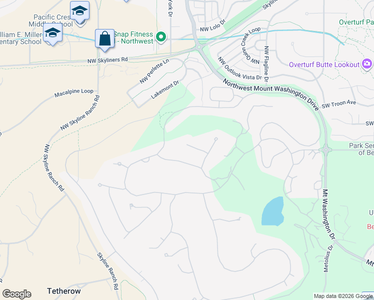 map of restaurants, bars, coffee shops, grocery stores, and more near 19383 Rim Lake Ct in Bend