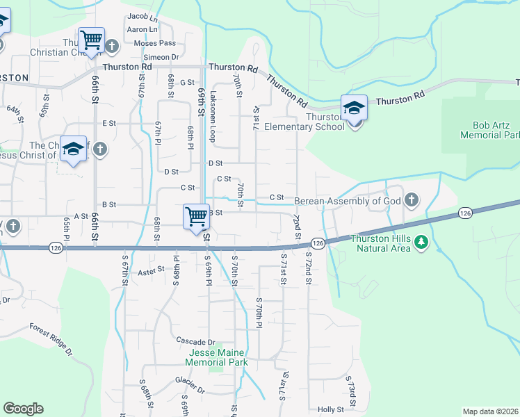 map of restaurants, bars, coffee shops, grocery stores, and more near 322 71st Street in Springfield