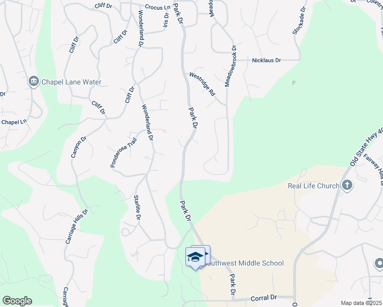 map of restaurants, bars, coffee shops, grocery stores, and more near 3850 Park Drive in Rapid City