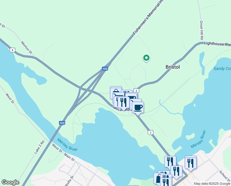 map of restaurants, bars, coffee shops, grocery stores, and more near 62 Old Falls Road in Liverpool