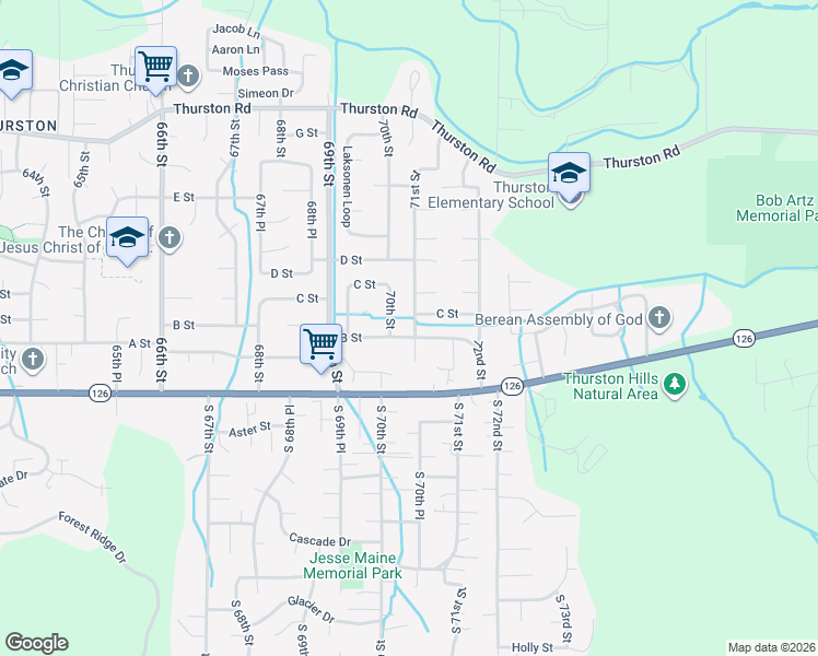 map of restaurants, bars, coffee shops, grocery stores, and more near 322 71st Street in Springfield