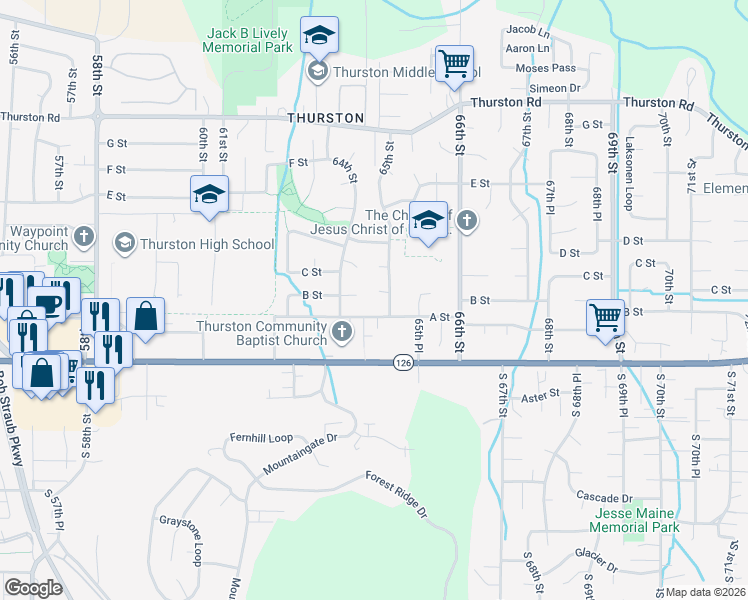 map of restaurants, bars, coffee shops, grocery stores, and more near 278 65th Street in Springfield