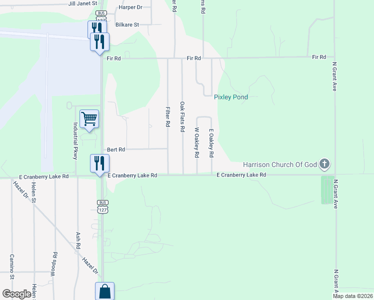 map of restaurants, bars, coffee shops, grocery stores, and more near 4108 Oak Flats Road in Harrison