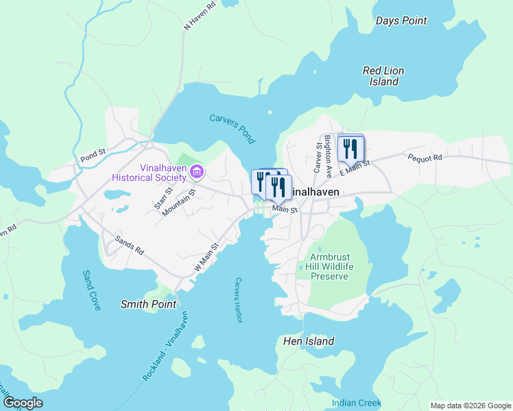 map of restaurants, bars, coffee shops, grocery stores, and more near in Vinalhaven