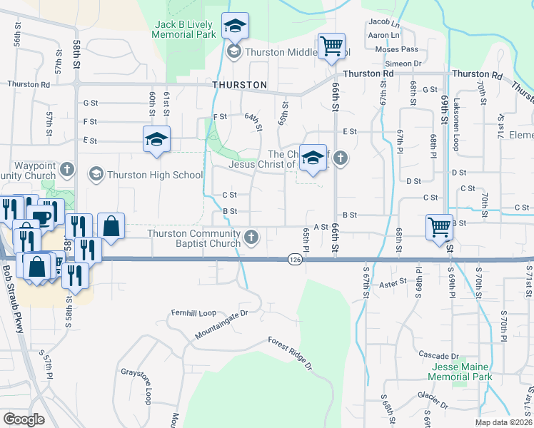 map of restaurants, bars, coffee shops, grocery stores, and more near 278 65th Street in Springfield