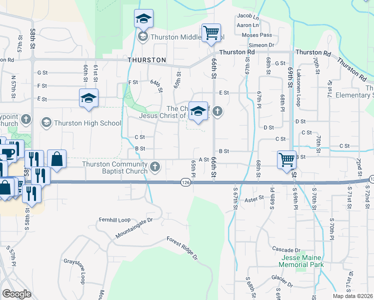 map of restaurants, bars, coffee shops, grocery stores, and more near 280 65th Place in Springfield