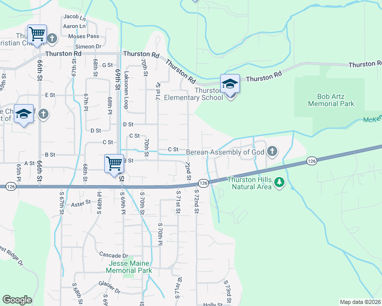 map of restaurants, bars, coffee shops, grocery stores, and more near 321 72nd Street in Springfield