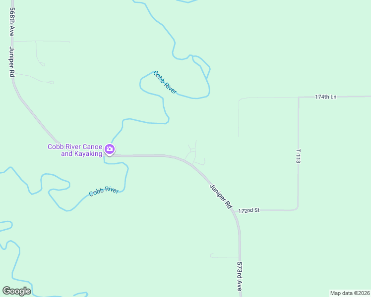 map of restaurants, bars, coffee shops, grocery stores, and more near 57177 Juniper Road in Good Thunder