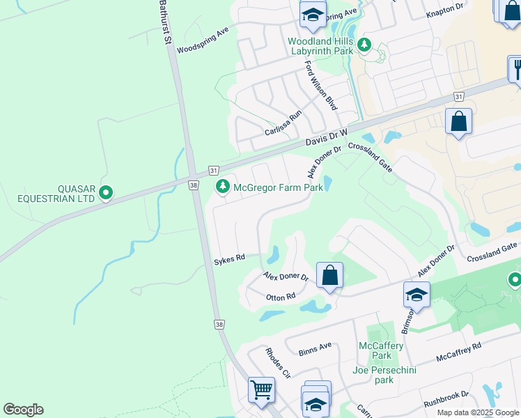map of restaurants, bars, coffee shops, grocery stores, and more near 432 Alex Doner Drive in Newmarket