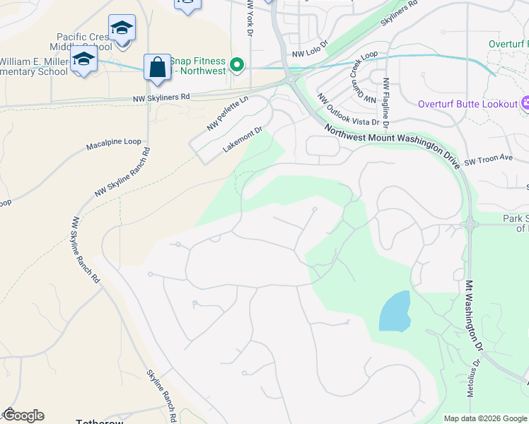map of restaurants, bars, coffee shops, grocery stores, and more near 19383 Rim Lake Court in Bend
