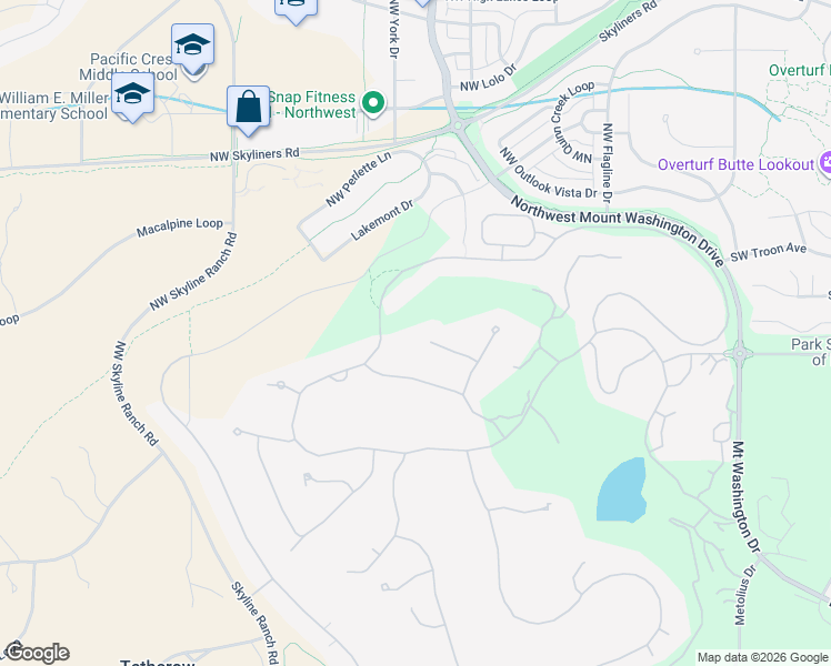 map of restaurants, bars, coffee shops, grocery stores, and more near 19383 Rim Lake Court in Bend