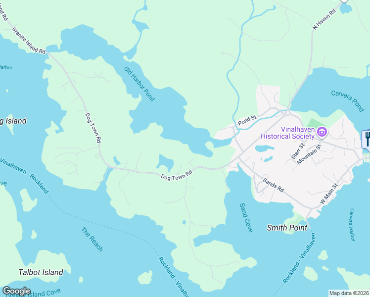 map of restaurants, bars, coffee shops, grocery stores, and more near 4 Nortons Point Road in Vinalhaven