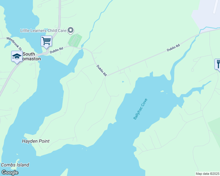 map of restaurants, bars, coffee shops, grocery stores, and more near 56 Snowhill Lane in South Thomaston