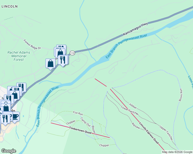 map of restaurants, bars, coffee shops, grocery stores, and more near 180 South Peak Road in Lincoln