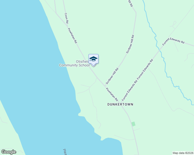 map of restaurants, bars, coffee shops, grocery stores, and more near 416 Powhatan Road in Otisfield