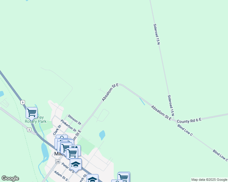 map of restaurants, bars, coffee shops, grocery stores, and more near 66 Absalom Street East in Mildmay