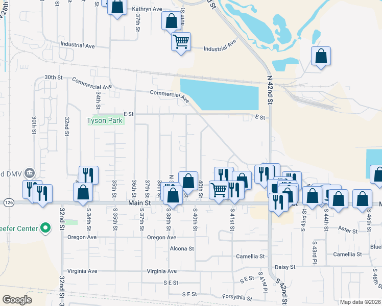 map of restaurants, bars, coffee shops, grocery stores, and more near 395 39th St in Springfield