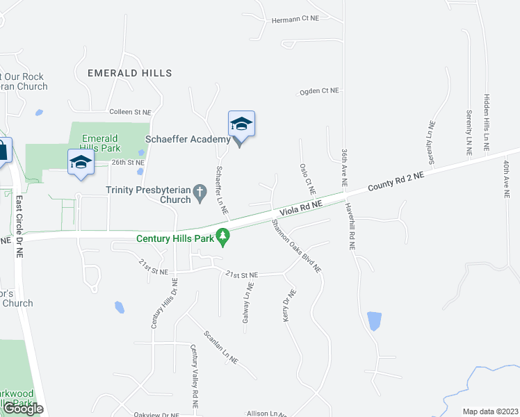 map of restaurants, bars, coffee shops, grocery stores, and more near 3246 James Ln NE in Rochester
