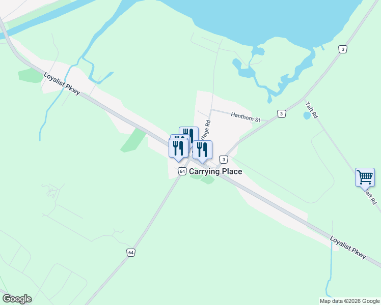 map of restaurants, bars, coffee shops, grocery stores, and more near 4 Old Portage Road in Carrying Place