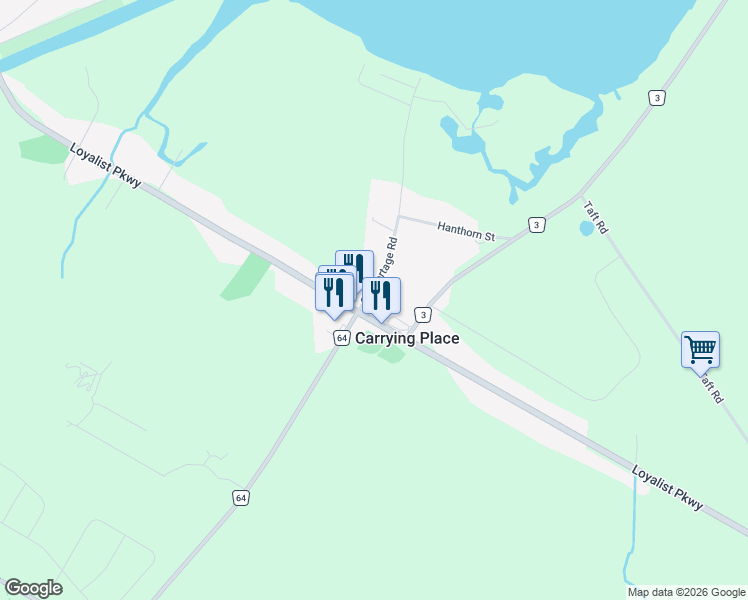 map of restaurants, bars, coffee shops, grocery stores, and more near 4 Old Portage Road in Carrying Place