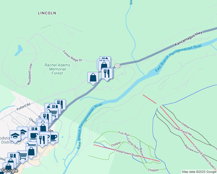 map of restaurants, bars, coffee shops, grocery stores, and more near 264 Main Street in Lincoln