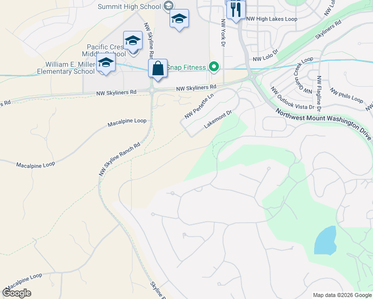 map of restaurants, bars, coffee shops, grocery stores, and more near 61898 Hosmer Lake Drive in Bend
