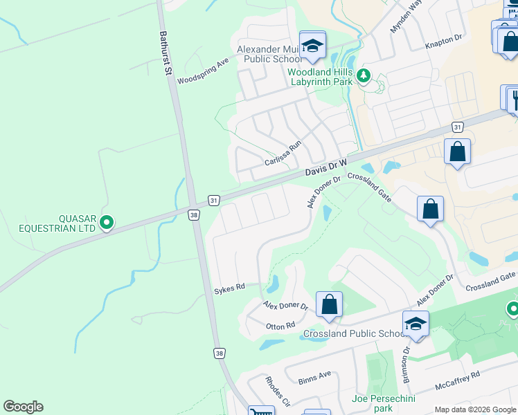 map of restaurants, bars, coffee shops, grocery stores, and more near 646 Sweetwater Crescent in Newmarket