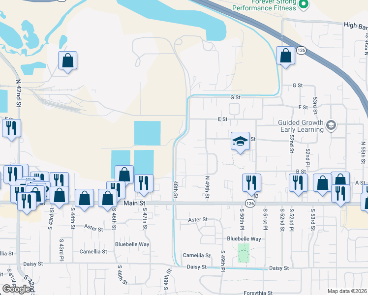 map of restaurants, bars, coffee shops, grocery stores, and more near 469 48th Street in Springfield