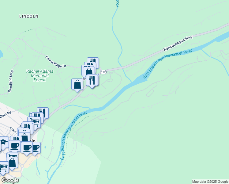 map of restaurants, bars, coffee shops, grocery stores, and more near 171 South Peak Road in Lincoln