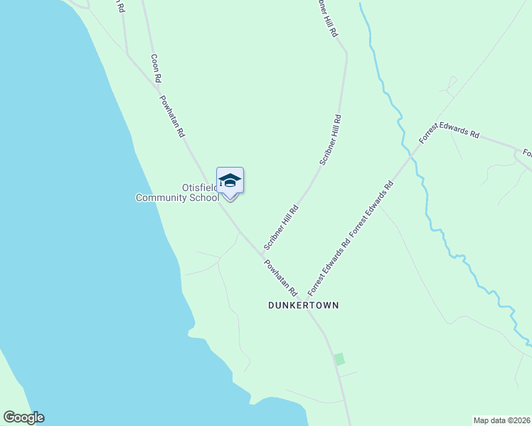 map of restaurants, bars, coffee shops, grocery stores, and more near 416 Powhatan Road in Otisfield